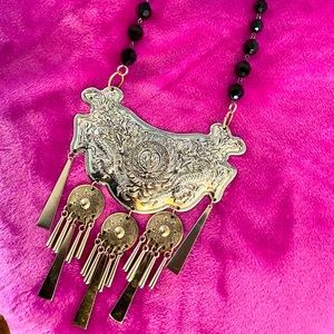 Asian crush silver black necklace SO ZEN